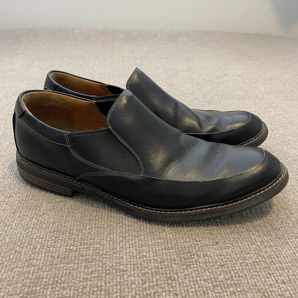 Clarks Shoes Mens Size 15 G Black Leather‎ Slip On Dress Oxfords Comfort 1825